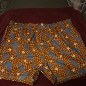 Men's Blue & Brown Waffle Print Cotton Boxer Shorts